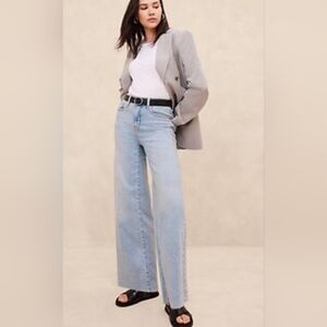 Banana Republic Factory Vintage Stretch Wide Leg High Rise Frayed Hem Jean Sz 31